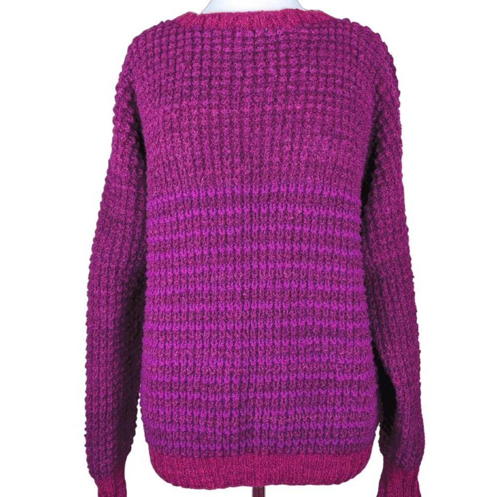 Vintage 80s Handmade Handknit  bordeaux sweater Large